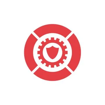 Vector illustration gear and shield icon logo design Stock Illustration