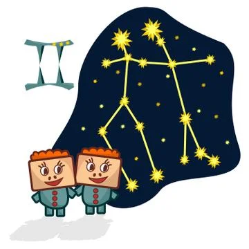 Vector illustration of the Gemini with a rectangular faces Stockillustratie