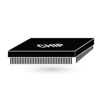 Vector illustration of generic computer microchip on white background Stock Illustration