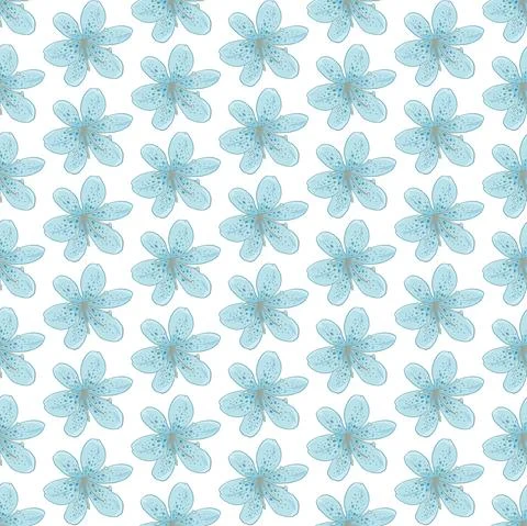 Vector illustration. Gentle seamless pattern of blue lilies. Vector texture f Stock Illustration