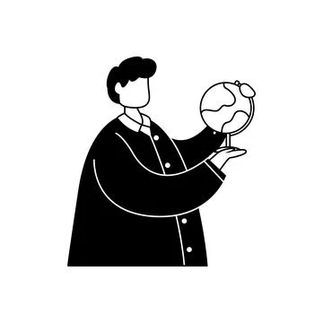 Vector illustration of a geographer with a globe in his hands. Professions. O Illustrazione stock