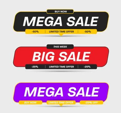 Vector illustration of geometric banner with mega sale, for business promot.. Stock Illustration