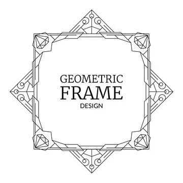Vector illustration geometric frame with diamonds. Retro line Art Deco geomet Stock Illustration