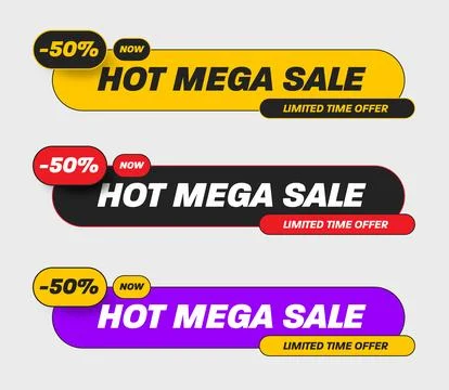 Vector illustration of geometric rounded banner for advertising mega hot sa.. Stock Illustration