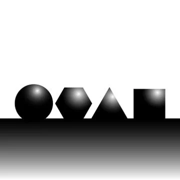Vector illustration geometric shapes black ball, polygon, pyramid, cube with Illustrazione stock