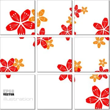 Vector Illustration geometrical mosaic pattern with flower image Stock Illustration