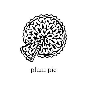 Vector illustration of a German dish - plum pie. Dishes for Christmas and New Stock Illustration
