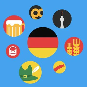 Vector illustration of germany round flat icon set Illustrazione stock