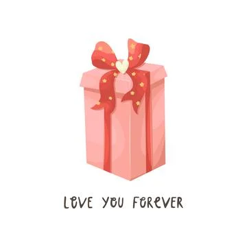 Vector illustration of a gift box with a bow. Illustration for Valentine's Da 스톡 일러스트