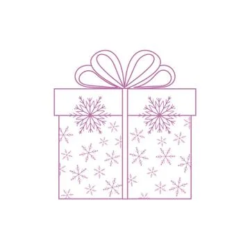 Vector illustration of gift box decorated snowflakes on white background made 스톡 일러스트