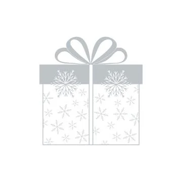 Vector illustration of gift box decorated snowflakes on white background.Desi 스톡 일러스트