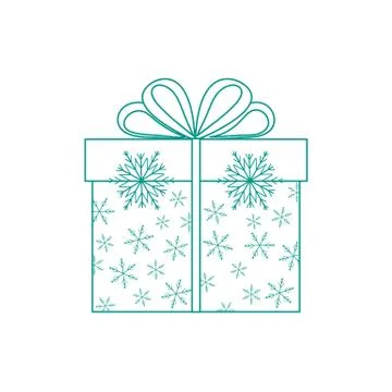 Vector illustration of gift box decorated snowflakes on white background made 스톡 일러스트