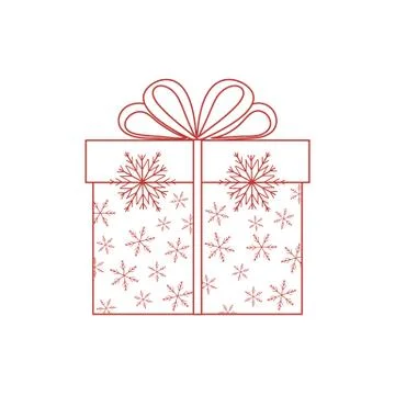 Vector illustration of gift box decorated snowflakes on white background made 스톡 일러스트