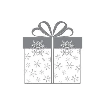 Vector illustration of gift box decorated snowflakes on white background.Desi 스톡 일러스트