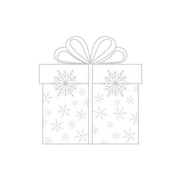 Vector illustration of gift box decorated snowflakes on white background made 스톡 일러스트
