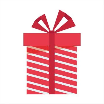 Vector illustration of gift box with ribbon in flat cartoon style. Colorful Stock Illustration