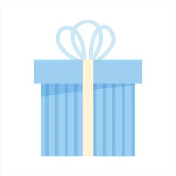 Vector illustration of gift box with ribbon in flat cartoon style. Colorful Stock Illustration