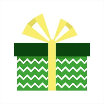 Vector illustration of gift box with ribbon in flat cartoon style. Colorful Stock Illustration
