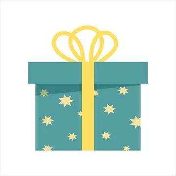 Vector illustration of gift box with ribbon in flat cartoon style. Colorful Stock Illustration