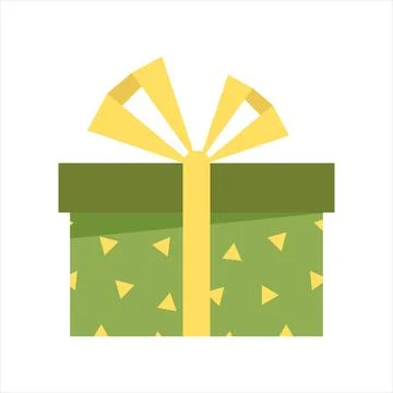 Vector illustration of gift box with ribbon in flat cartoon style. Colorful Stock Illustration