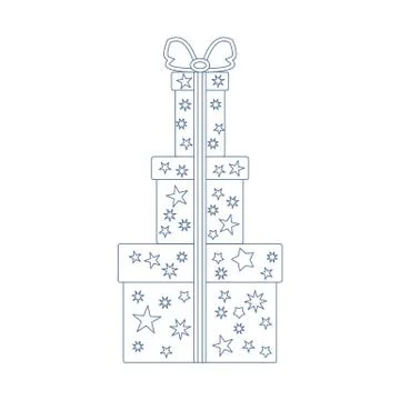 Vector illustration of gift boxes decorated stars made in line style. Stock Illustration