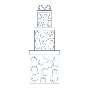 Vector illustration of gift boxes decorated snowflakes on white background ma 스톡 일러스트