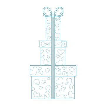 Vector illustration of gift boxes decorated hearts on white background made i Stock Illustration