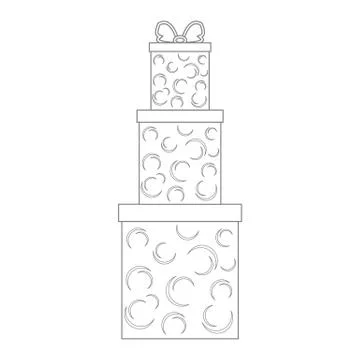 Vector illustration of gift boxes decorated snowflakes on white background ma 스톡 일러스트