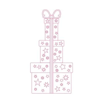 Vector illustration of gift boxes decorated stars made in line style. Illustrazione stock