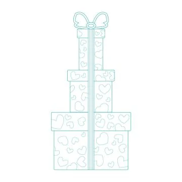 Vector illustration of gift boxes decorated hearts on white background made i Stock Illustration