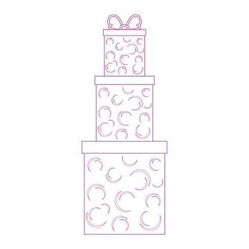 Vector illustration of gift boxes decorated snowflakes on white background ma Stock Illustration