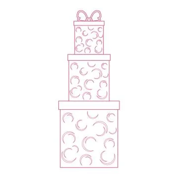 Vector illustration of gift boxes decorated snowflakes on white background ma Illustrazione stock