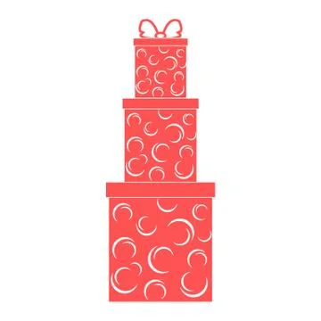 Vector illustration of gift boxes decorated snowflakes on white background. 스톡 일러스트