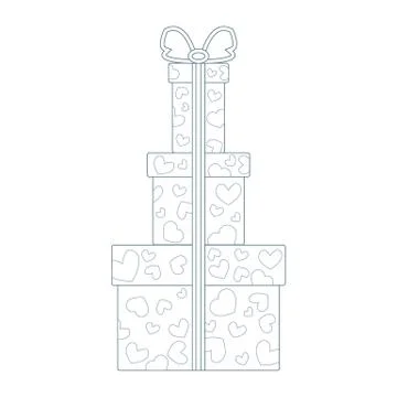Vector illustration of gift boxes decorated hearts on white background made i Stock Illustration