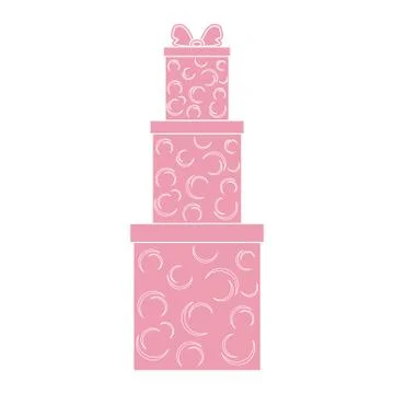 Vector illustration of gift boxes decorated snowflakes on white background. 스톡 일러스트
