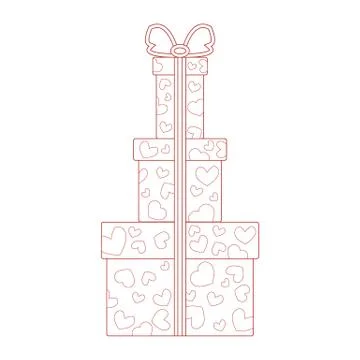 Vector illustration of gift boxes decorated hearts on white background made i Stock Illustration