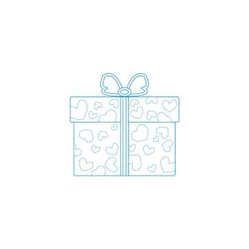 Vector illustration of gift boxes decorated hearts made in line style. Stock Illustration