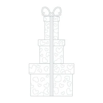 Vector illustration of gift boxes decorated hearts on white background made i 스톡 일러스트