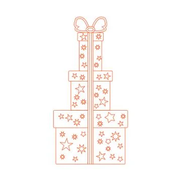 Vector illustration of gift boxes decorated stars made in line style. Stock Illustration