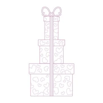 Vector illustration of gift boxes decorated hearts on white background made i Stock Illustration