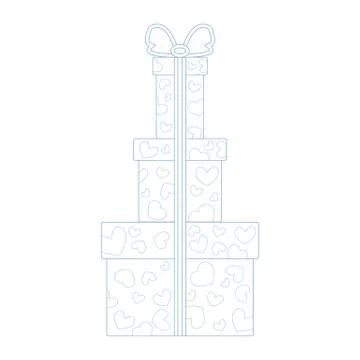 Vector illustration of gift boxes decorated hearts on white background made i 스톡 일러스트