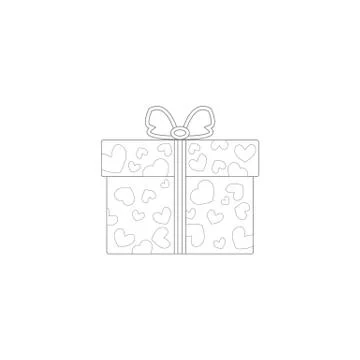 Vector illustration of gift boxes decorated hearts made in line style. Illustrazione stock