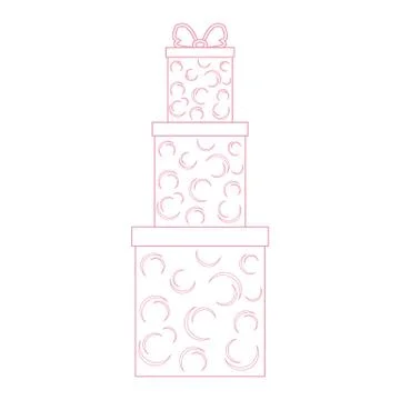 Vector illustration of gift boxes decorated snowflakes on white background ma 스톡 일러스트