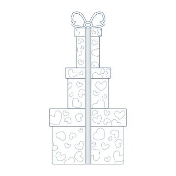 Vector illustration of gift boxes decorated hearts on white background made i Illustrazione stock