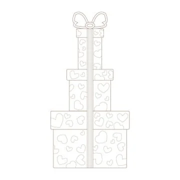 Vector illustration of gift boxes decorated hearts on white background made i 스톡 일러스트