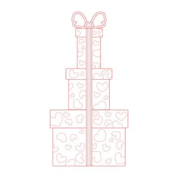 Vector illustration of gift boxes decorated hearts on white background made i Stock Illustration