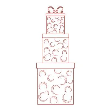 Vector illustration of gift boxes decorated snowflakes on white background ma Stock Illustration