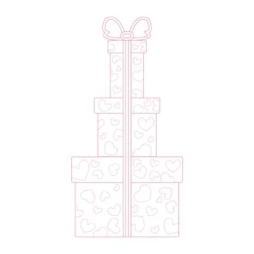 Vector illustration of gift boxes decorated hearts on white background made i 스톡 일러스트