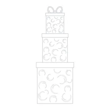 Vector illustration of gift boxes decorated snowflakes on white background ma Stock Illustration