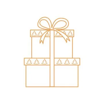 Vector illustration of gift boxes decorated Christmas trees. Stock Illustration